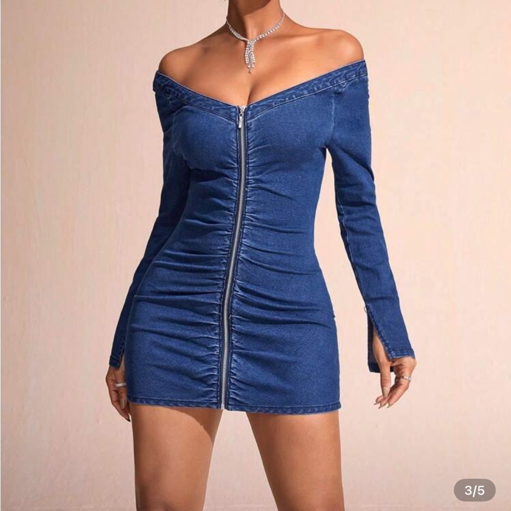 Blue Denim Zipper Dress
